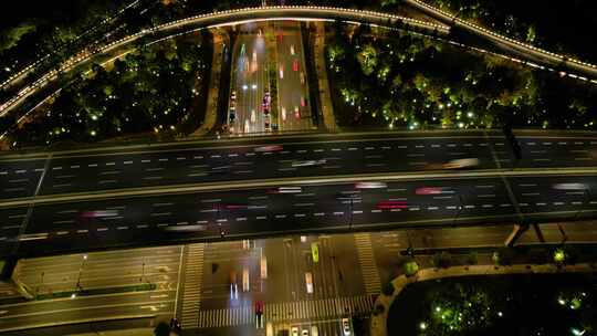 杭州萧山区市心路互通立交桥高架桥夜景延时