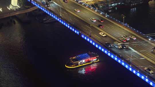 上海 南浦大桥车流 夜景航拍