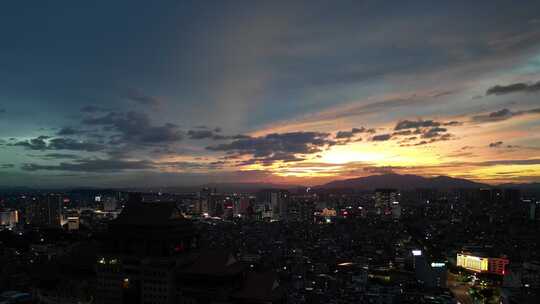 广西玉林夜景玉林城市建设航拍