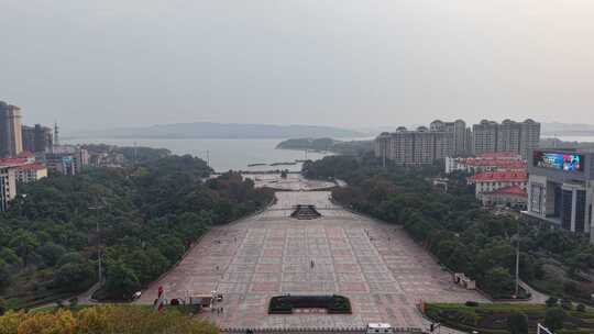 湖南岳阳南湖广场航拍