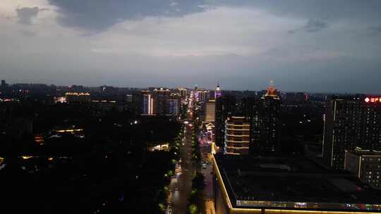航拍淄博城市夜景柳泉路视频素材模板下载