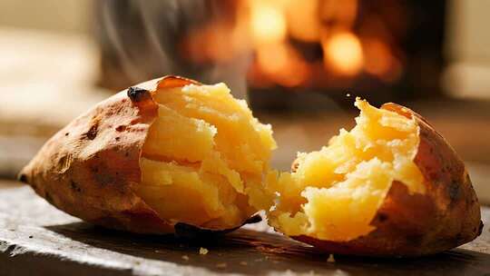立秋烤红薯温暖治愈美食视频