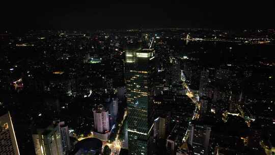 江苏南京城市夜景灯光航拍