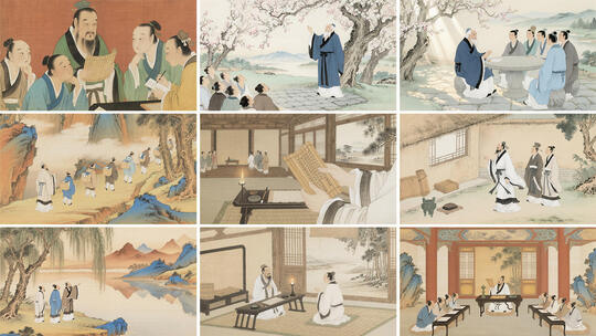 古代私塾教育场景 中国传统文化传承