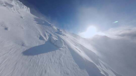 FPV穿越机无人机航拍雪景雪山冰山冰川
