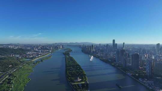 长沙橘子洲景区橘子洲大气航拍