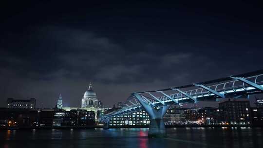 英国伦敦繁华城市夜景延时