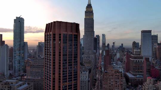 城市航拍纽约帝国大厦摩天大楼城市建筑楼群视频素材模板下载