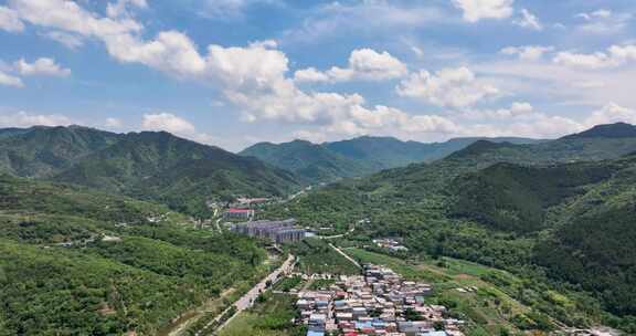 济南南部山区山区村落航拍