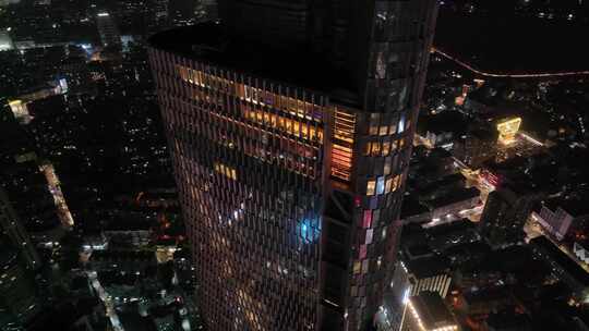 南京市鼓楼区绿地中心紫峰大厦夜景航拍夜晚