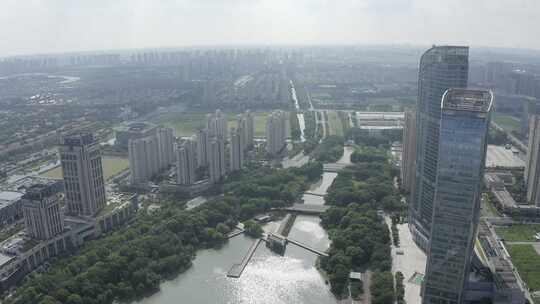 「有版权」航拍昆山花桥城市建筑4K-4