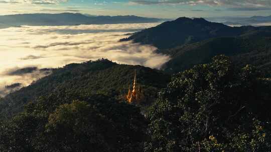 云南普洱景迈山云海日出航拍视频素材模板下载