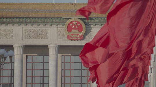 天安门红旗 北京天安门空镜视频素材模板下载