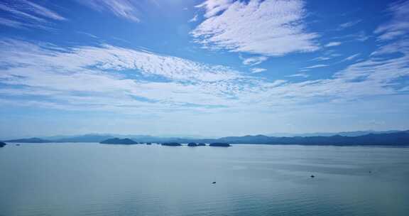 千岛湖 蓝天 湖水 山水 光影 船 延时