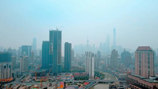 上海浦西航拍风光视频素材模板下载
