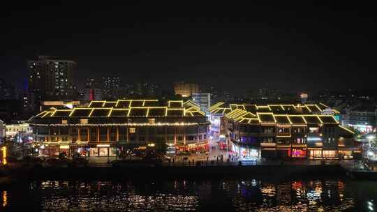 惠州合江楼夜景航拍东江夜晚风光河流风景