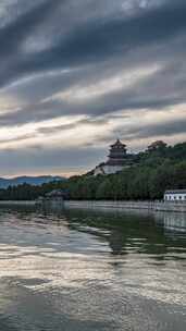 北京颐和园佛香阁日落风景