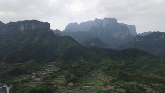 航拍张家界天门山景区奇山