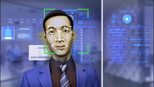 高科技智能小区加密门禁锁人脸识别实拍素材视频素材模板下载