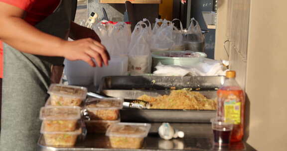 早餐 小吃 面食 食物 街道 行人 视频 素材