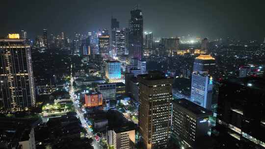 原创航拍印尼城市雅加达夜景风光