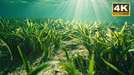 海洋植物海藻海草珊瑚深海鱼群视频素材3