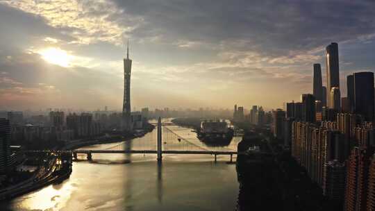广州珠江新城日景夜景4K航拍