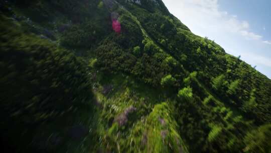 FPV航拍山峰森林树林山脉山顶绿色森林