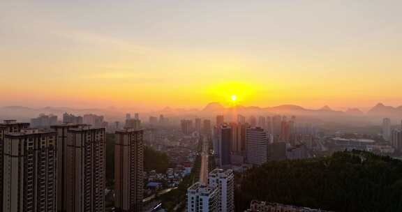 贵州安顺平坝城市风光航拍