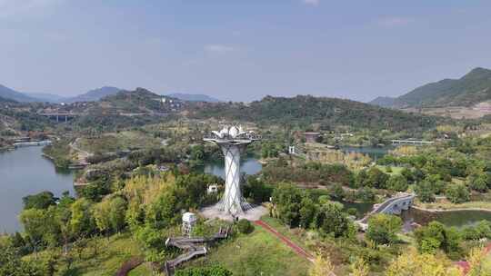 四川达州莲花湖湿地公园航拍