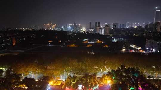 湖南岳阳楼江南名楼夜景航拍