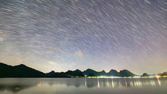 山水星空轨迹延时摄影-广西柳州柳城县
