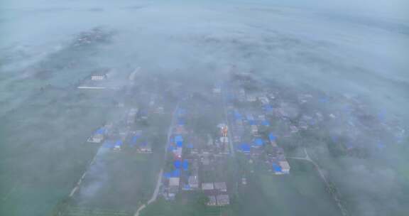 中国河南平原平流雾HDR航拍