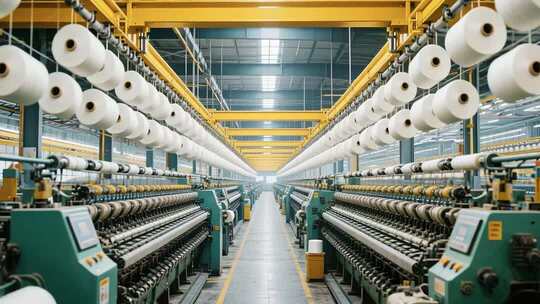 纺织工厂生产线内部场景