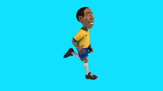 有趣的3D卡通足球运动员跑步（带alph