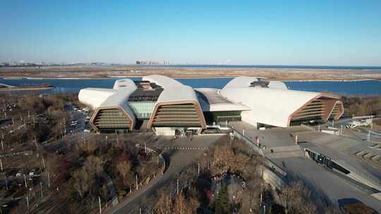 天津滨海国家海洋博物馆城市建筑风光航拍