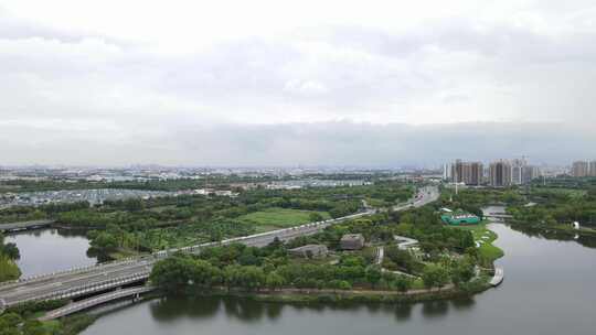 上海远香湖公园4K航拍视频素材模板下载