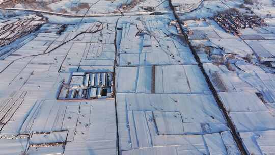 大地雪原农田航拍