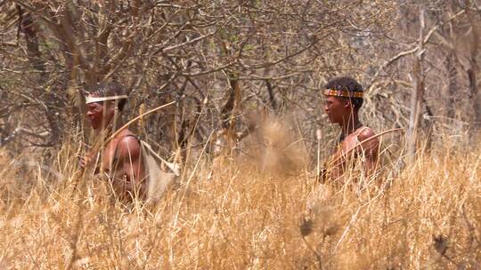正在狩猎的部落男人视频素材模板下载