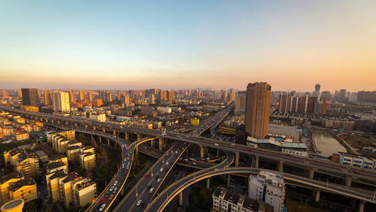 杭州高架桥日转夜延时摄影视频素材模板下载