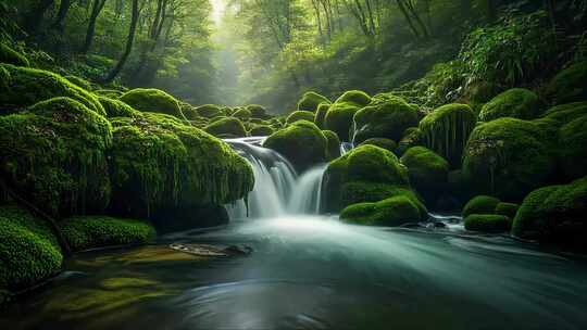 泉水山泉河流溪水水资源大自然