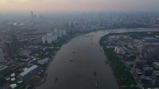 航拍上海现代城市风光高楼大厦写字楼CBD视频素材模板下载