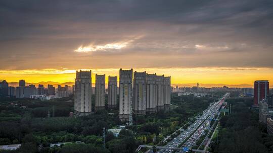 北京城市日落延时