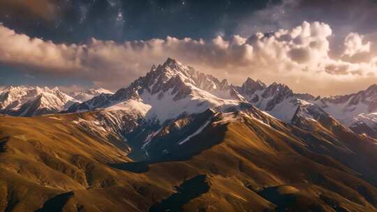 雪山与山谷全景