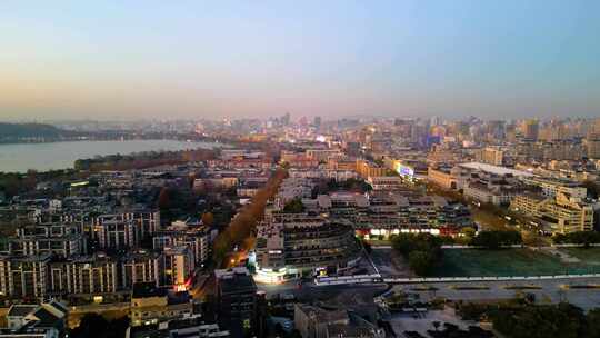 杭州西湖景区夜景美景航拍