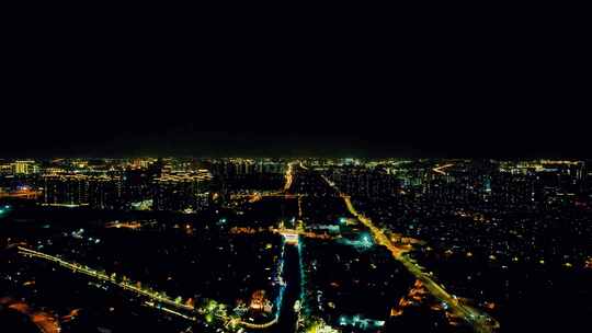 江苏无锡城市夜景灯光航拍