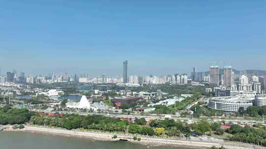 深圳湾欢乐海岸航拍华侨城国家湿地公园