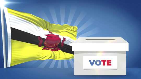 2024年文莱国旗和投票箱大选视频素材模板下载