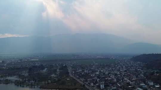 乡村小镇航拍全景