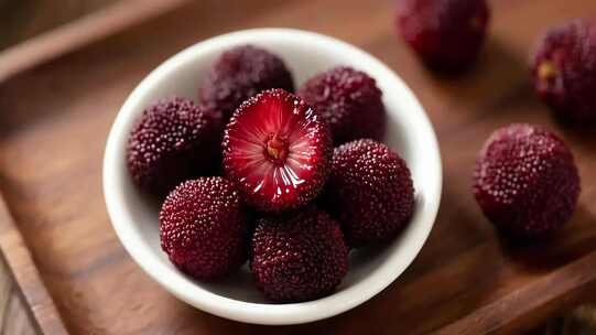 碗中新鲜杨梅特写